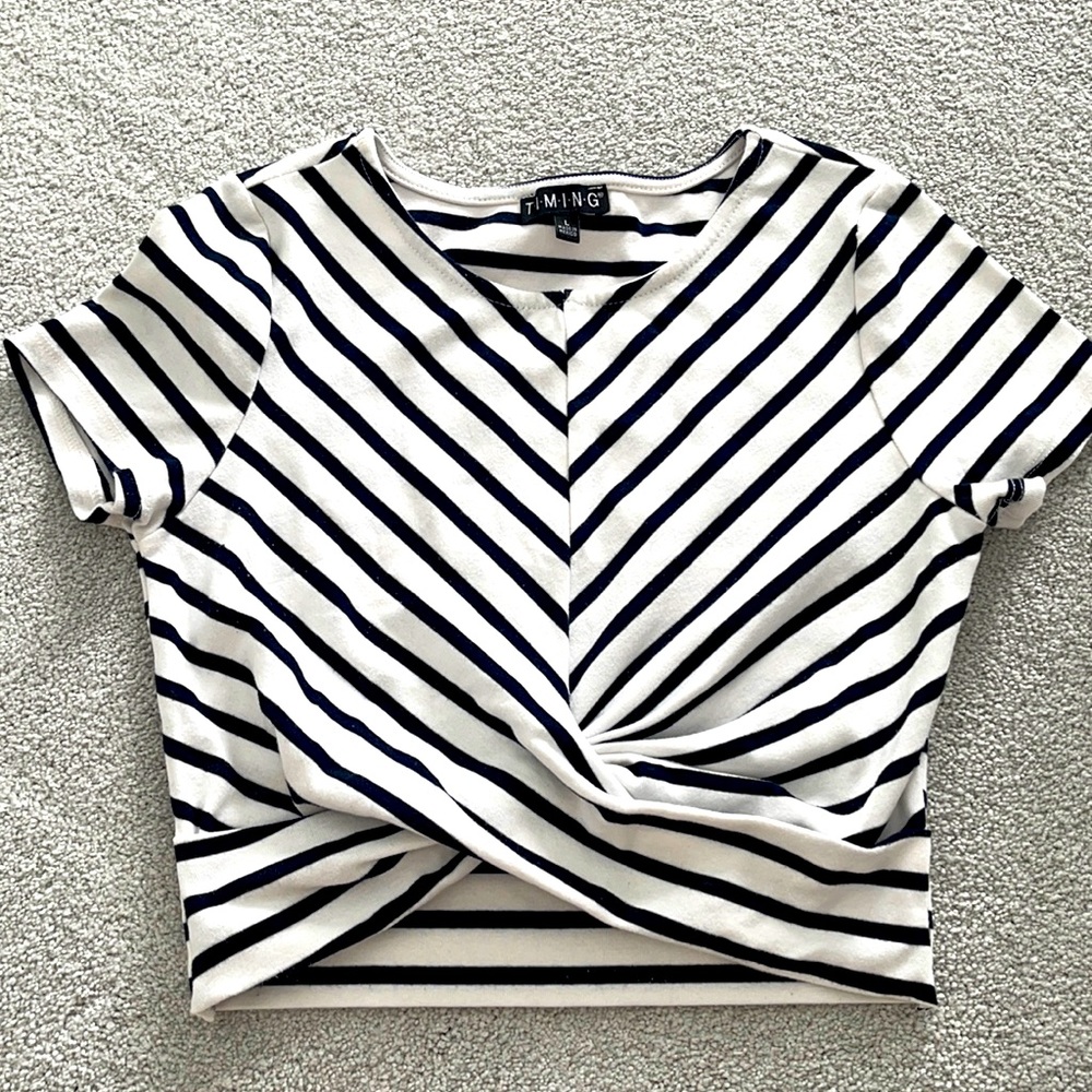 Cropped Nautical striped wrap top